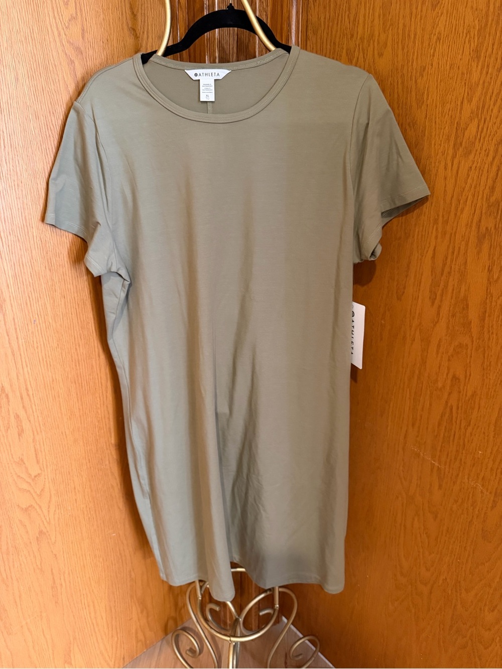 Athleta Olive-Tone Short Sleeve Tee Dress